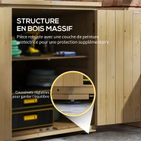 Outsunny Armoire de rangement en bois pour le jardin, Double Porte étagère réglable et Toit bitumé bois sapin(m-7)