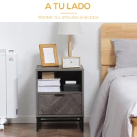 HOMCOM Mesita de Noche Estilo Moderno con 1 Cajón y Estante Abierto para Dormitorio Salón Oficina 40x40x52cm Gris Oscuro(m-4)