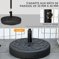 Outsunny Pied de parasol base de lestage à remplir de sable ou d'eau Ø 56 x 30,5H cm noir(m-4)