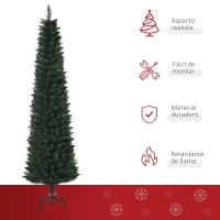 HOMCOM Árbol de Navidad Artificial Altura 180 cm con 380 Ramas Decoración Navideña para Interiores Ø56x180 cm Verde(m-4)