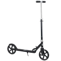HOMCOM Trottinette Pliable Hauteur Guidon réglable sur 4 Niveaux système de freinage arrière pour enfant adolescent pois max. 100KG dim. 88L x 37l x 75-100H cm Noir(m-10)