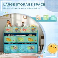 AIYAPLAY 3-Tier Kids Storage Unit with 9 Non-Woven Fabric Boxes for Toys, Books, for Bedroom, Nursery, Blue(m-4)