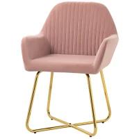 HOMCOM Modern Arm Chair Upholstered Accent Chair with Metal Base for Living Room Pink(m-11)