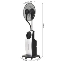 HOMCOM Ventilatore Oscillante con Nebulizzatore Deumidificatore e Telecomando 3 Modalità e Timer 12h Ф44.5cm x 135cm(m-3)