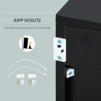 HOMCOM Aufbewahrungsschrank mit 2 Schubladen, 2 Türen, mit Kippschutz, für Wohnzimmer, Schlafzimmer, 79 x 36 x 74 cm, Hellgrau(m-7)