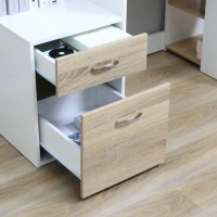 HOMCOM Bureau informatique avec 2 tiroirs, bureau avec rangement, 137 x 55 x 92 cm, étagères ouvertes et tablette d'imprimante, style moderne, table d'ordinateur pour chambre, studio, chêne(m-15)