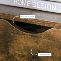 HOMCOM Industrial Side Table with Drawer, Sofa Table, Bedside Cabinet with Storage Shelf, Slim Nightstand for Living Room, Bedroom, Rustic Brown(m-5)