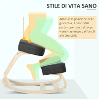 Vinsetto Sedia Inginocchiatoio Ergonomica in Legno di Betulla con Cuscino, 51x69x58 cm, Nero(m-6)