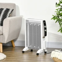HOMCOM Calefactor Eléctrico 1000W/1500W Radiador de Mica con 2 Niveles de Potencia para 15-18m² 47x26,5x61,5 cm Blanco(m-8)