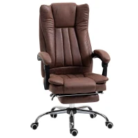 Vinsetto Home Office Chair Microfibre Desk Chair with Reclining Function Armrests Swivel Wheels Footrest Brown(m-11)