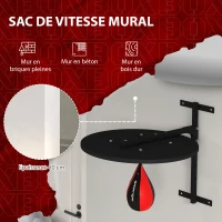 SPORTNOW Plateforme murale avec poire de vitesse sac de frappe pour entraînement de boxe, hauteur ajustable pivotant à 360°(m-5)