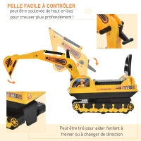 HOMCOM Porteur Enfant tractopelle 18-48 Mois Coffre klaxon Fonction pivotante Jaune(m-5)
