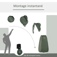 Outsunny Tente de douche pop-up tente de toilette pliable et portable anti-UV sac de transport inclus pour plage, pêche, randonnée, bain, l'extérieur, vert(m-4)
