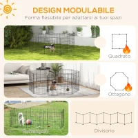 PawHut Recinto per Cani da Esterno e Interno con 8 Pannelli a Rete e Porta, 61 x 61cm, Nero(m-4)