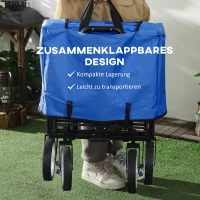 Outsunny Bollerwagen Handwagen mit faltbar Bremsen Verstellbarem Griff Transportwagen 68 KG Belastbar, Strandwagen Gartenwagen für Strand Garten Einkauf Shopping(m-4)