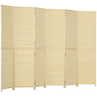 HOMCOM Paravent en bois de bambou 6 panneaux 270 x 180 cm séparateur de pièce cloison de séparation pliable - naturel