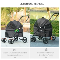 PawHut Hundebuggy Haustierwagen, klappbar, Regenschutz, 2 Sicherheitsleinen, 81x 68 x 98,5 cm, Dunkelgrau(m-6)