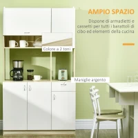 HOMCOM Mobile Buffet a 4 Porte per Cucina con 3 Armadietti, Cassetto e Piano d'Appoggio in Truciolato, 102x48x180 cm(m-4)