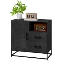 HOMCOM Sideboard with Adjustable Shelf, Freestanding Sideboard Storage Cabinet with Open Compartment and 2 Drawers, Black(m-11)