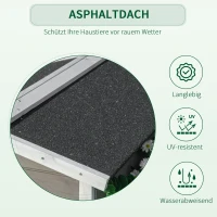 PawHut Katzenhaus aus Holz Winterfest wasserdicht Katzenhütte mit Asphaltdach  Terrasse Katzenhöhle Katzenkiste Outdoor Schutzhütte für Draußen Garten Balkon 115 x 66,5 x 74,7 cm Grau+Weiß(m-5)