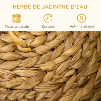 PawHut Niche pour chat en jacinthe d'eau et métal avec poignée et coussin - 41 x 38 x 41 cm(m-4)