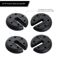 Outsunny Base per Tenda 4pz Riempito con Cemento Peso 8.8kg Φ20 × 4.5cm(m-4)