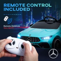 AIYAPLAY Mercedes-Benz AMG CLA 45 Licensed 12V Kids Electric Car Ride on Car w/ Remote, Suspension Lights Music Horn - Light Blue(m-8)