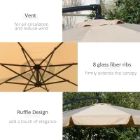 Outsunny 2.7m Cantilever Parasol Banana Sun Umbrella with Crank Handle and Cross Base for Outdoor Hanging Sun Shade Light Brown(m-6)