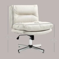 HOMCOM Silla de Oficina sin Brazos con Altura Ajustable Función de Basculante Base Cruzada y Asiento Amplio Gris Claro(m-3)