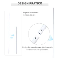 Outsunny Set Palo per Tenda a Vela con Picchetti di Fissaggio e Corda Φ25mm × 3m Bianco(m-6)