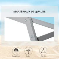 Outsunny Bain de Soleil transat - Chaise Longue - Design Contemporain - Dossier inclinable Multi-Positions - métal époxy textilène Bleu Ciel - dim. 170 x 58 x 97 cm(m-5)