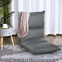 HOMCOM Padded Floor Chair with 5 Adjustable Positions, Foldable Floor Gaming Seat for Living Room, Home Office and Balcony, 45cm x 55cm x 67cm, Grey(m-10)