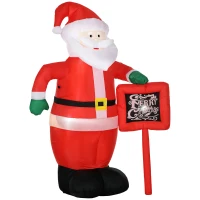 HOMCOM Papá Noel Hinchable con Cartel Navidad Hinchable con 3 Luces LED e Inflador Eléctrico 120x65x180 cm Multicolor(m-11)