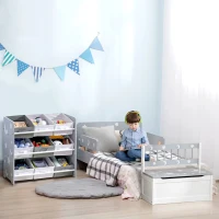 ZONEKIZ Letto per Bambini 3-6 Anni con Motivi a Stelle e Luna in Pannelli di MDF e Truciolato, 143x76x49 cm(m-9)