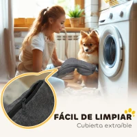 PawHut Cama para Mascotas con 2 Almohadas Colchón para Perros Antideslizante con Funda Extraíble y Lavable 110x70x35 cm Gris(m-8)