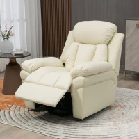 HOMCOM Fauteuil de Relaxation électrique Fauteuil releveur inclinable avec Repose-Pied Ajustable revêtement synthétique crème(m-8)