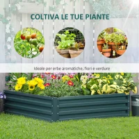 Outsunny Letto per Orto Rialzato a Fondo Aperto con Rivestimento, in Acciaio Zincato, 120x120x30 cm, Verde(m-4)