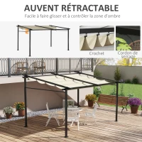 Outsunny Pergola rétractable 4 x 3 m structure métal époxy anticorrosion toile Polyester180 g/m² Incluse Beige(m-5)