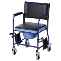 HOMCOM Sedia a Rotelle Bagno con Vaso Rimovibile in Tubi di Ferro e PVC 87 x 57 x 92cm(m-10)