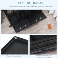 PawHut Jaula de Metal para Perros 109x76x87 cm Perrera Metálico con Ruedas y Frenos Bandeja Extraíble y Puerta con Pestillo para Golden Retriver Labrador Negro(m-6)
