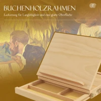 Vinsetto Tischstaffelei, kleine Staffelei, 1 Schublade, 3 Fächer, Massivholz, Natur(m-4)