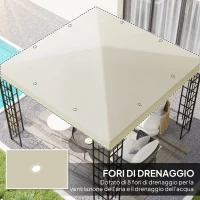 Outsunny Copertura per Gazebo da Giardino 3x3 m in Tessuto Oxford 600D con Fori di Drenaggio, Bianco Crema(m-4)
