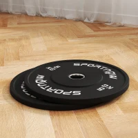 SPORTNOW Set 2 Dischi Pesi da 5kg in Gomma con Foro da 2"/5 cm per Manubri e Bilancieri, Nero(m-7)