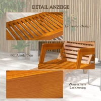Outsunny Bain de soleil en bois à lattes avec dossier inclinable sur 3 positions accoudoirs 2 roues 66 x 190 x 73,5 cm(m-6)