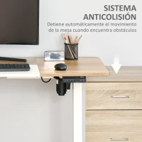 Vinsetto Escritorio Eléctrico con Altura Ajustable y 4 Teclas de Memoria para Oficina Hogar 140x70x72-116 cm  Blanco y Natural(m-8)