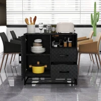HOMCOM Sideboard with Adjustable Shelf, Freestanding Sideboard Storage Cabinet with Open Compartment and 2 Drawers, Black(m-10)