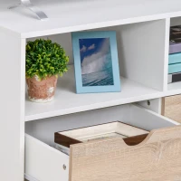 HOMCOM TV-Schrank, TV-Kommode mit Schubladen, Offene Regale, Holz, 99 x 39 x 58 cm, Weiß(m-7)