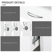 HOMCOM 3 in 1 Garderoben Set Garderobenpaneel Schuhschrank mit Spiegel 2 tlg Weiß(m-5)