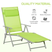 Outsunny Folding Sun Lounger, Outdoor Chaise Lounge Recliner with Pillow and 7 Adjustable Backrest for Lawn, Garden(m-4)