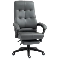 Vinsetto Silla de Escritorio Reclinable Tapizada de PU con Altura Ajustable Reposabrazos Reposapiés 65x65x118-125 cm Gris Oscuro(m-11)